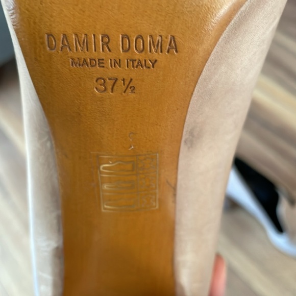 Damir Doma Womens Nude Leather heeled loafer Pumps Shoes Size 37.5 - Picture 9 of 10